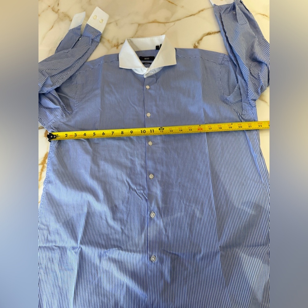 Hugo Boss Men's Blue Striped Shirt - Picture 7 of 8